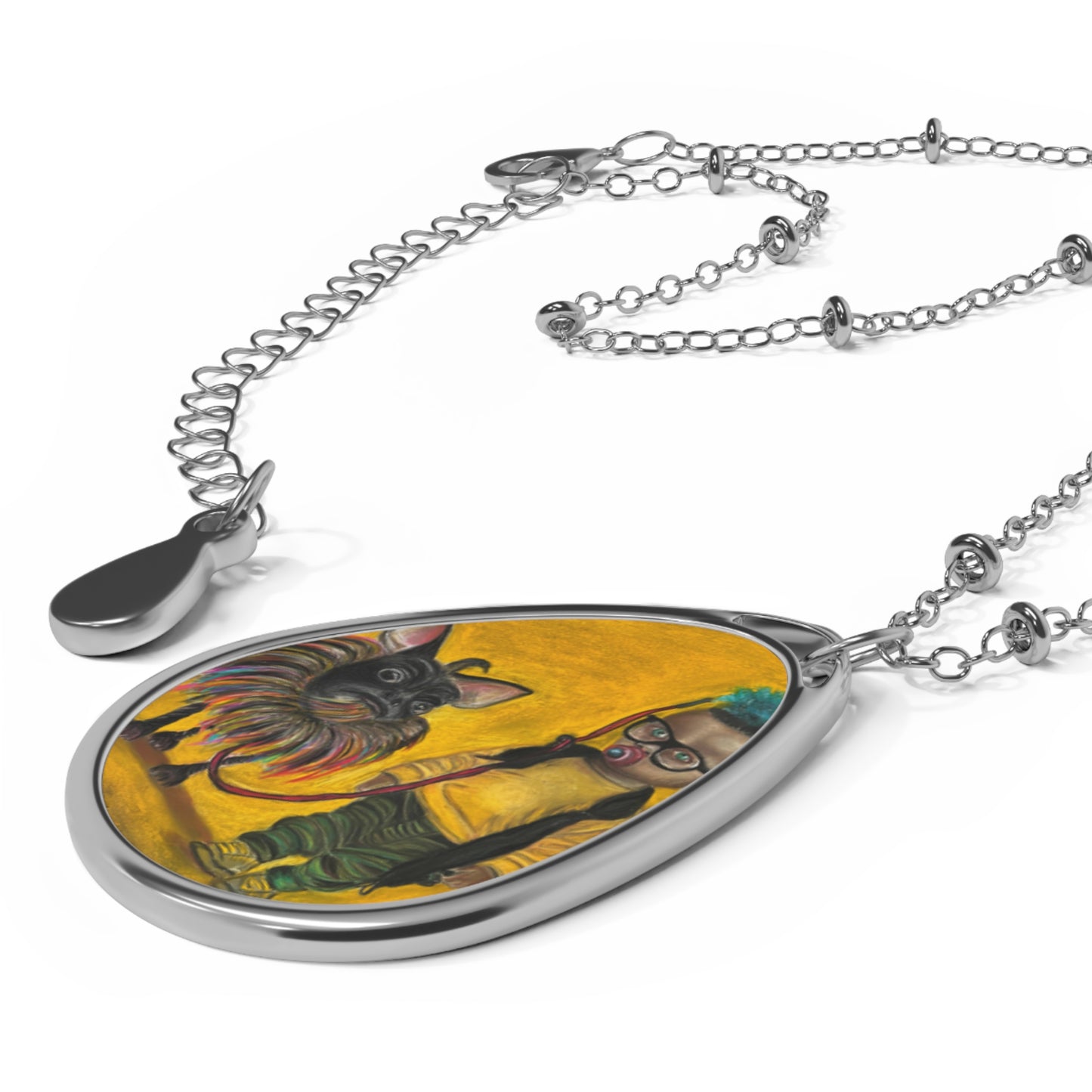 Jun Kidlat and His Dog Melchor Oval Necklace