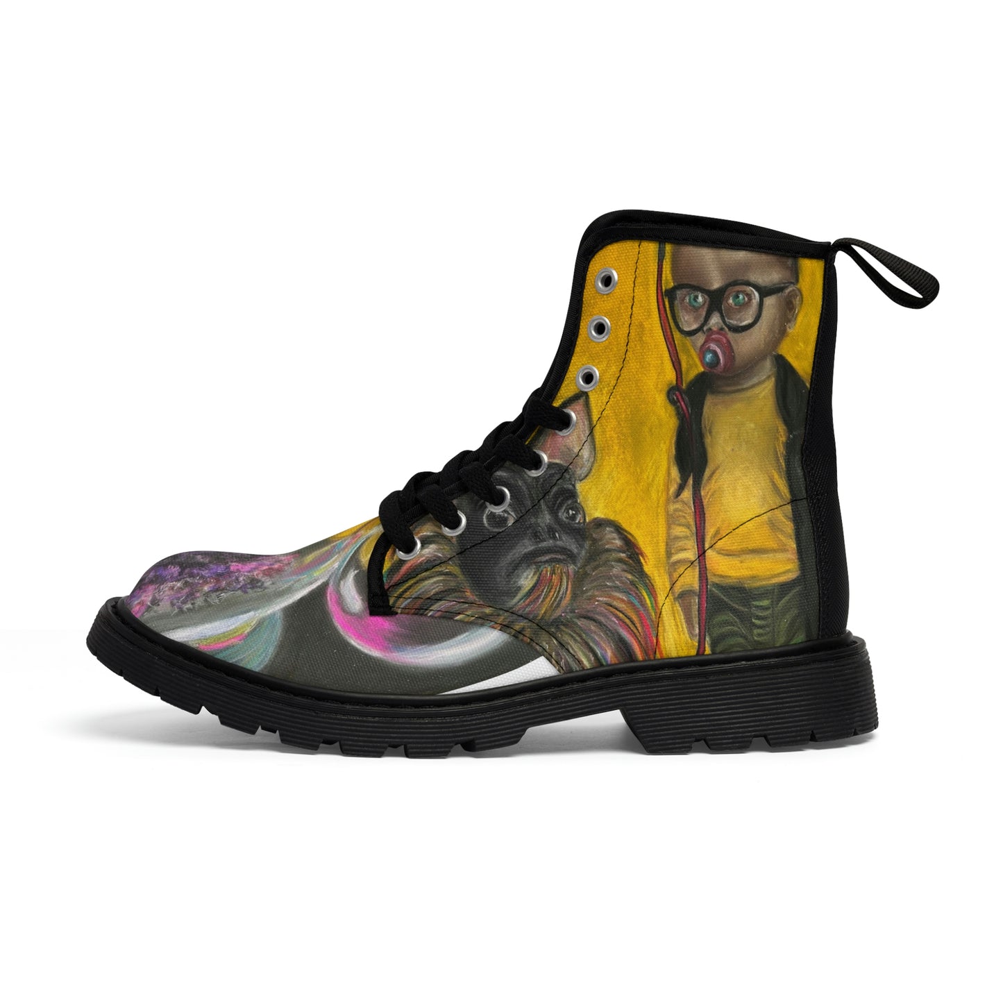 Women's Canvas Boots with Colorful Art