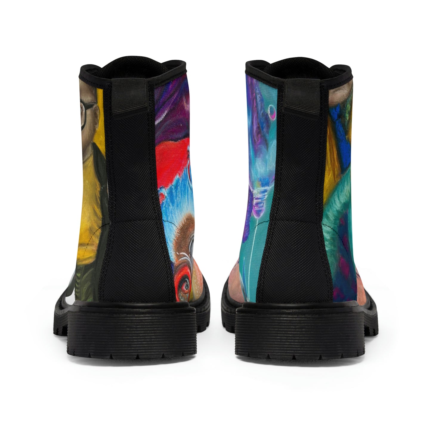 Women's Canvas Boots with Colorful Art