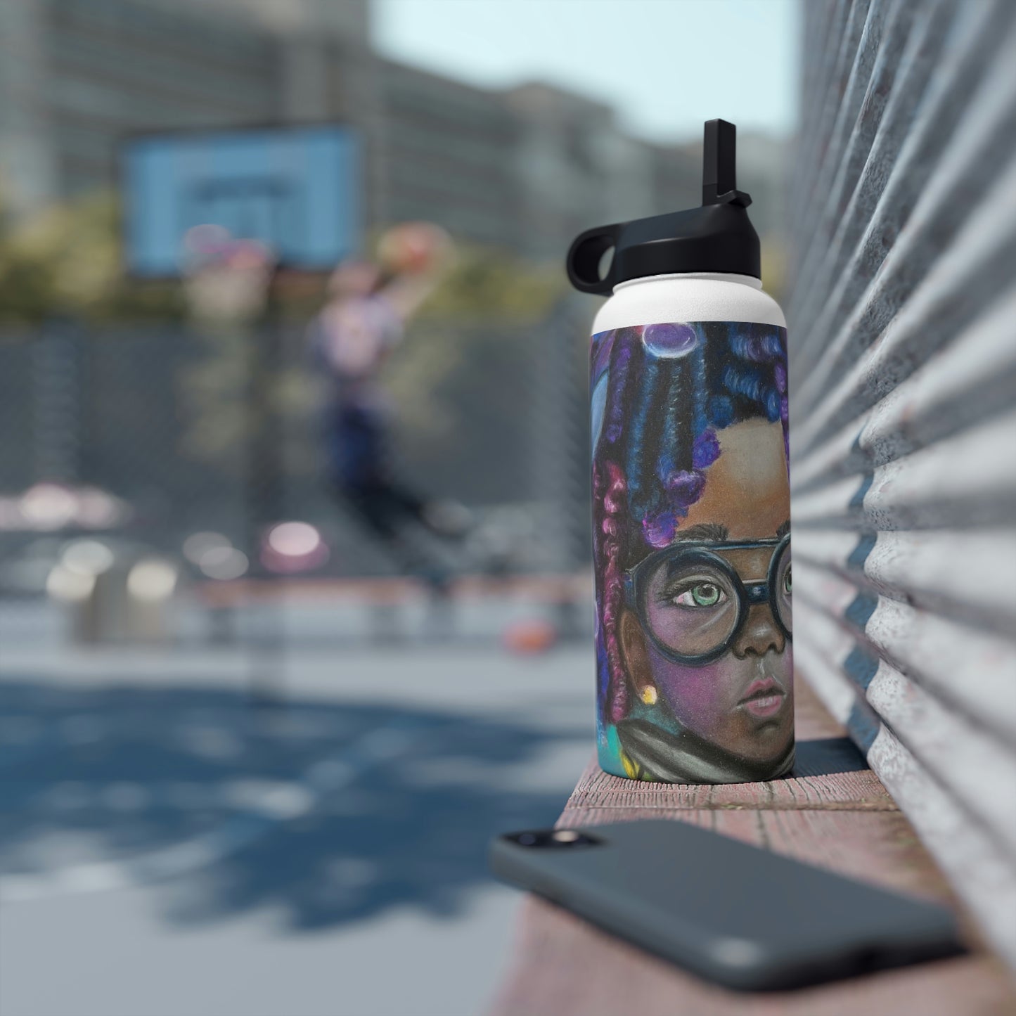 Colorful Surreal Art Stainless Steel Water Bottle, Standard Lid