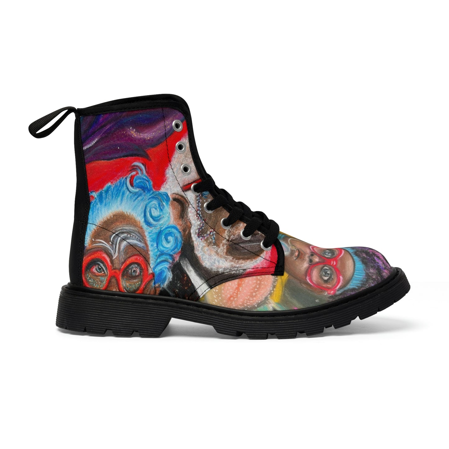 Women's Canvas Boots with Colorful Art