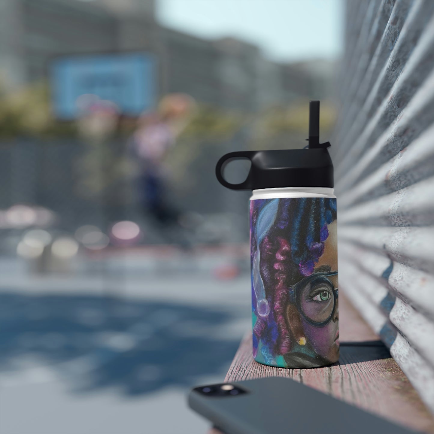 Colorful Surreal Art Stainless Steel Water Bottle, Standard Lid