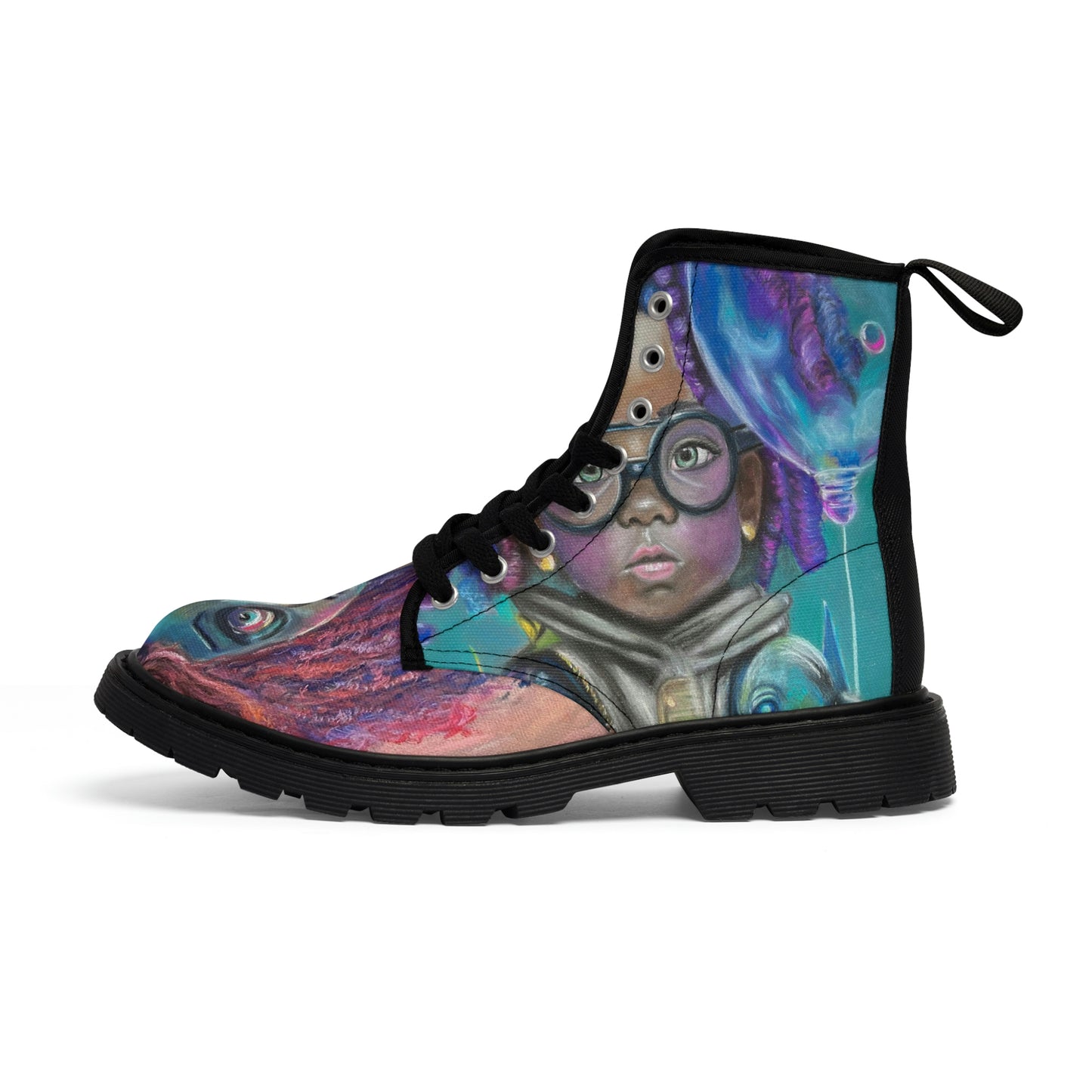 Women's Canvas Boots with Colorful Art
