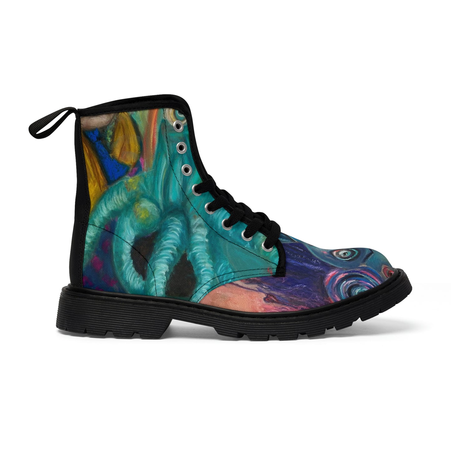 Women's Canvas Boots with Colorful Art