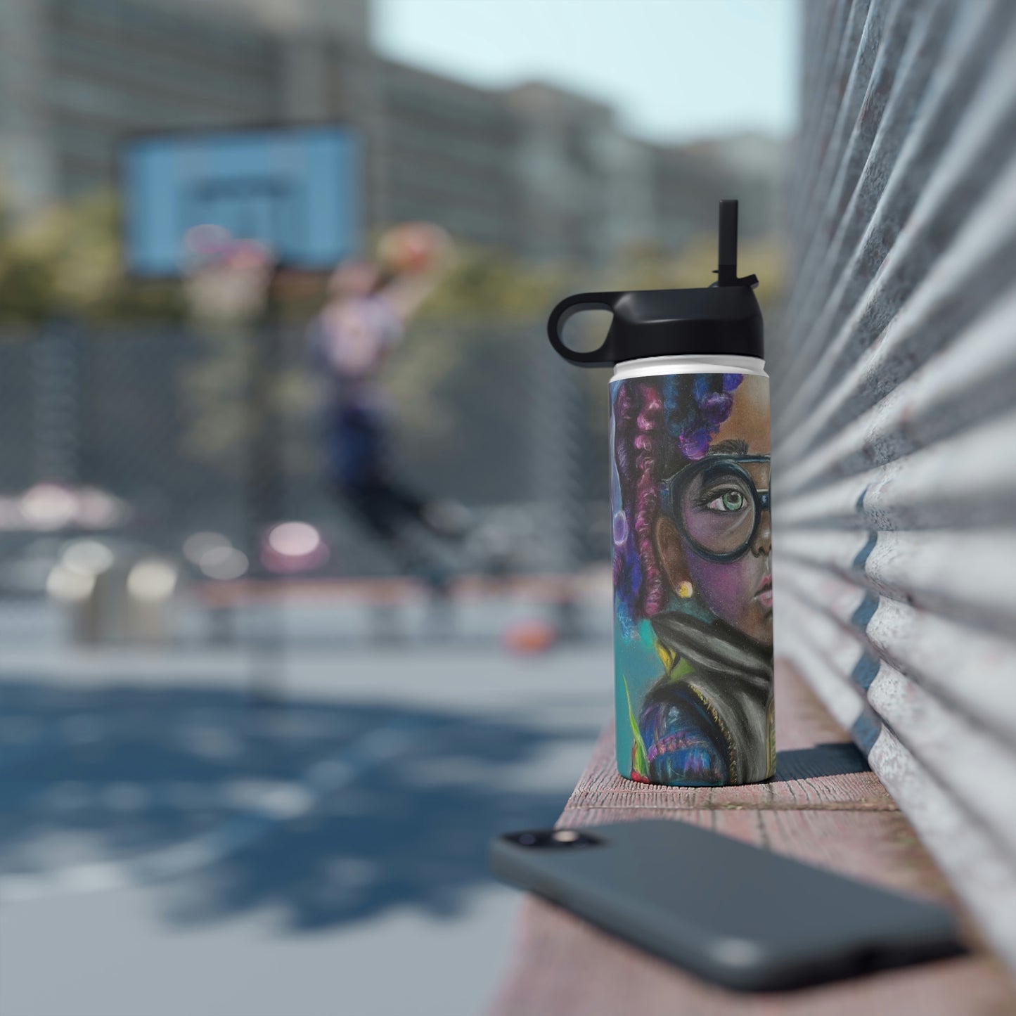 Colorful Surreal Art Stainless Steel Water Bottle, Standard Lid