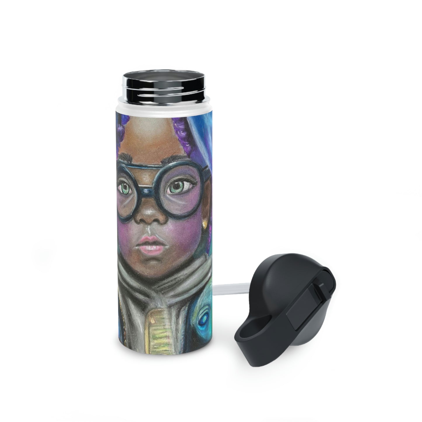 Colorful Surreal Art Stainless Steel Water Bottle, Standard Lid