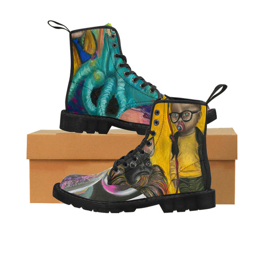 Women's Canvas Boots with Colorful Art